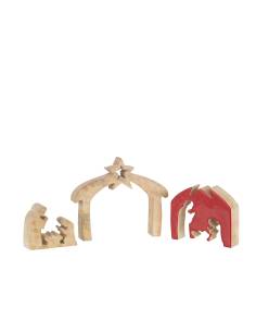 Crèche puzzle bois et rouge 2