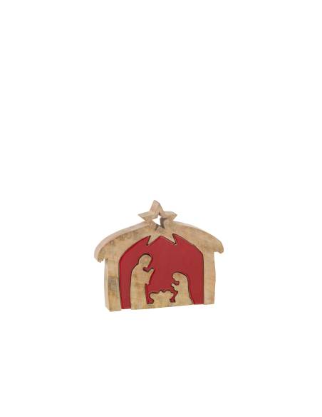 Crèche puzzle bois et rouge