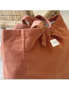 Sac cabas velours rouille 2