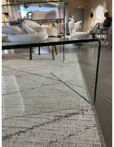 Table basse en verre trempé et bois