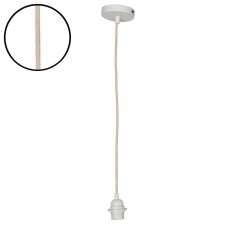 Suspension douille câble coton blanc rosace