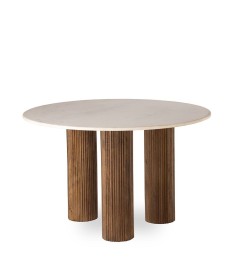 Table ronde en marbre et bois LECCE | La Madeleine Deco