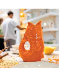 Vase pichet en céramique POISSON orange | La Madeleine Déco