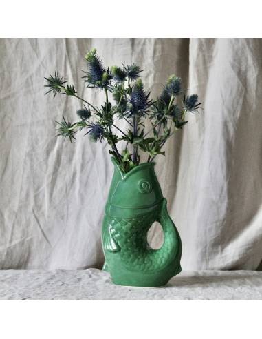 Vase pichet en céramique POISSON vert