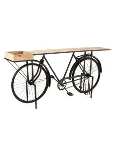 Console vélo en métal noir et bois de manguier | La Madeleine Déco 2