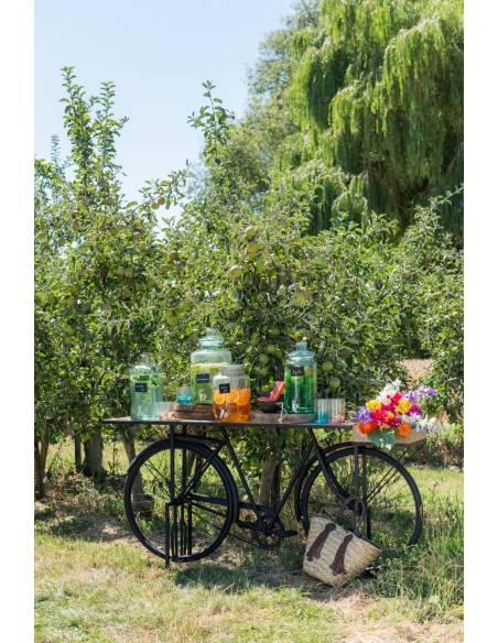 Console vélo en métal noir et bois de manguier | La Madeleine Déco