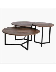 Table basse industrielle ronde (set de 3) 2